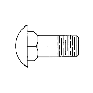 N141263: Round Head Square Neck Bolt, 15.875 X 38.1 mm (5/8" X 1-1/2")